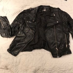 H&M Black faux leather Moto Jacket